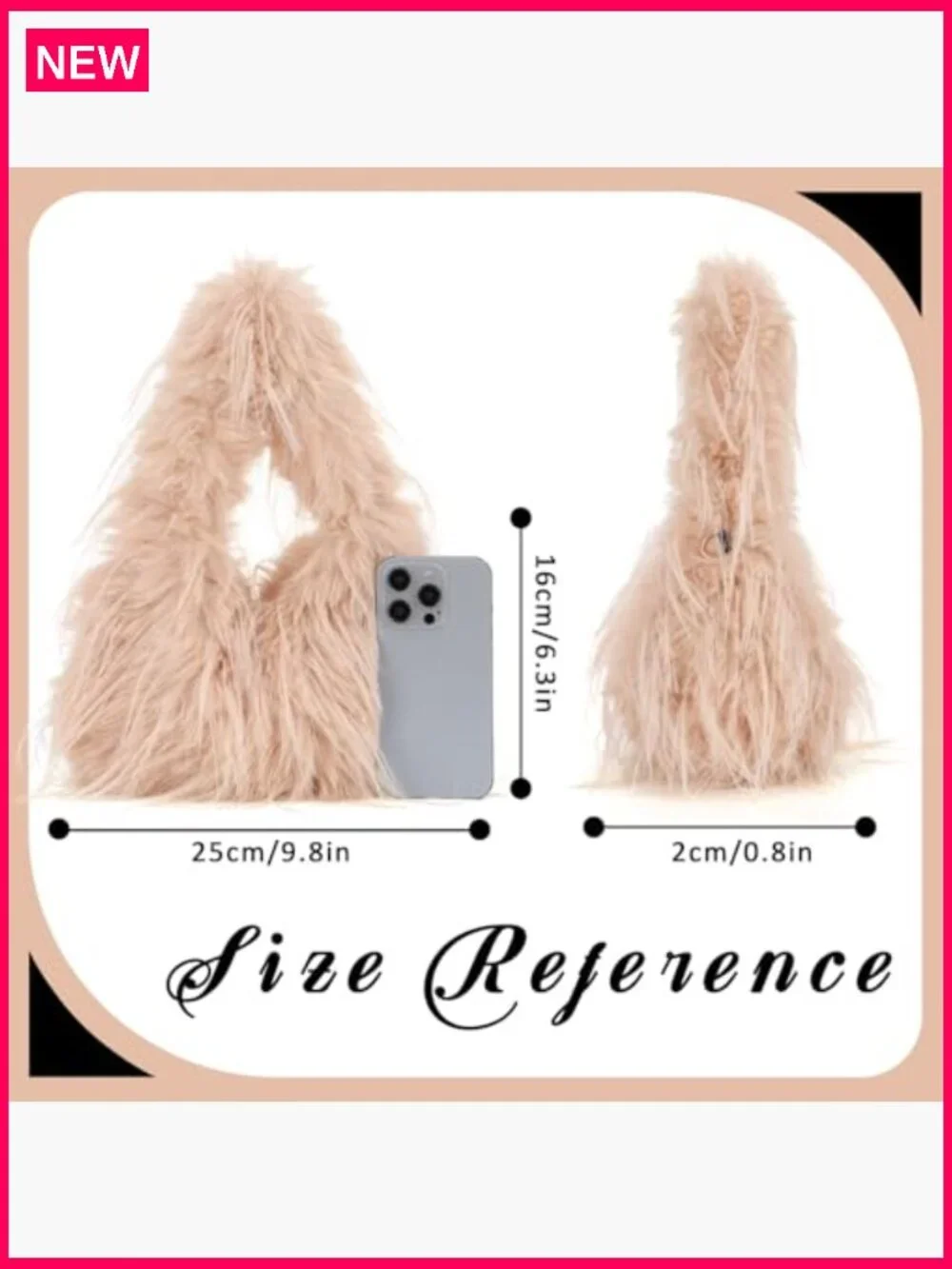 Y2K Faux Fur Tote Bag Fluffy Shoulder Hobo Purse with Chain